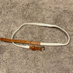 White and brown leather belt-size small